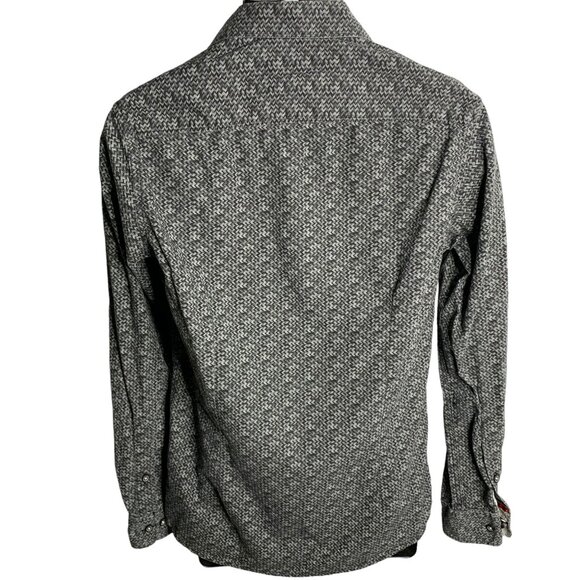 Across the Pond Button Up Long Sleeve Shirt S Black Chevron Stripe Chest Pocket - Picture 4 of 6